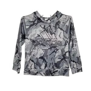Adidas Gray And Black Camo Print Hoodie Sweatshirt Small